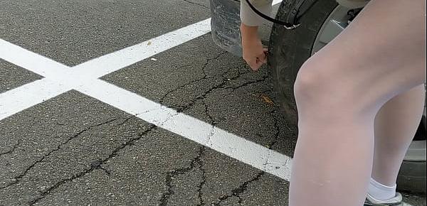  Wife going into Walmart no panties short skirt .